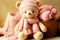 cute kits knitted toys little hay teddy bear in pink hat and scarf