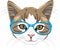 Cute kitten in blue glasses