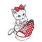 Cute kitten with a bow and stylish sneakers.