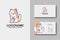Cute kitten cat logo icon vector illustration and business card
