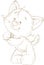 The cute kitten contour silhouette coloring page digital stamp illustration