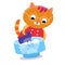 Cute kitten cook. Cartoon isolated character in uniform. Funny animal for designing posters, menus, books. Color vector