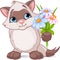 Cute kitten with flowers