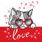Cute kitten glasses Heart. Valentine`s Day.