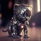 Cute kitten metallic suit armor 3d render