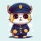 Cute kitten police cartoon illustration on a white background. Colorful kittens wearing police suits set design. Cute kitten