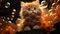 Cute kitten sitting, playful and fluffy, looking at camera indoors generated by AI