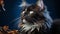 Cute kitten sitting, staring, playful, curious, fluffy, looking at camera generated by AI