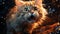 Cute kitten sitting, staring, playful, fluffy, with beautiful fur generated by AI