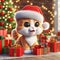 cute kitten wearing santa hat