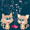 Cute kittens sing a song about love. Print with a kitten on a T-shirt