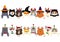 Cute kitties border set, with Halloween costumes and with Christmas costumes