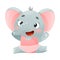 Cute kitty elephant in pink tutu dress. Funny baby animal dancing cartoon vector illustration