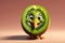 A Cute Kiwi as a 3D Rendered Character Smiling Over Solid Color Background