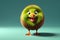 A Cute Kiwi as a 3D Rendered Character Smiling Over Solid Color Background