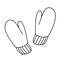 Cute knitted mittens. Vector illustration in the Doodle style.winter clothing. Warm mittens for protection from the cold