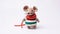 Cute Knitted Mouse Toy In Scarf And Sweater