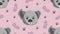 Cute Koala Bear Seamless Pattern Vector Illustration Pink