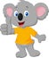 Cute koala cartoon giving thumb up