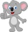 Cute koala cartoon giving thumb up