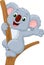 Cute koala cartoon waving hand