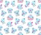 Cute koala kawaii color vector seamless pattern