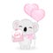 Cute Koala with Letter and balloon illustration