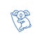 Cute koala line icon concept. Cute koala flat  vector symbol, sign, outline illustration.