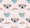 Cute koala, llama and mouse heads with flower crown, vector seamless pattern design for nursery, poster, birthday