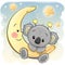 Cute Koala on the moon