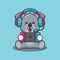 Cute koala playing a game. Cute animal cartoon illustration.