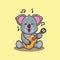 Cute koala playing guitar. Cute animal cartoon illustration.