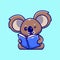 Cute Koala Reading Book Cartoon Vector Icon Illustration.