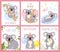 Cute koalas. Australian nature cute fluffy little bears, kids animals, banners with cartoon character and greeting text