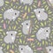 Cute koalas, dragonflies and leaves on a grey background. Seamless pattern with funny koalas. Hand drawn cartoon characters