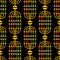 Cute Kwanzaa seamless pattern with seven kinara candles in traditional African colors - black, red, green on black