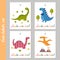 Cute labels set with funny dinosaurs