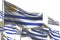 Cute labor day flag 3d illustration - many Uruguay flags are wave isolated on white