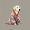 Cute Labrador in kimono calm minimalistic image generative AI