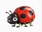 Cute ladybug in 3d cartoon style character on white background