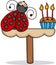 Cute ladybug with birthday cake