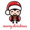 Cute ladybug cartoon character celebrating christmas wearing santa claus hat