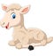 Cute lamb cartoon sitting isolated on white background