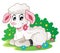 Cute lamb with flowers