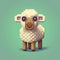 Cute Lamb Pixel Art Illustration With Voxel Style