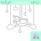 Cute lamb and stars. Coloring page with color example. A simple coloring game for preschoolers. Cartoon character of an animal