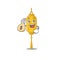 Cute lamp hanging cartoon character smiley with money bag