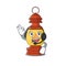 Cute lantern Scroll cartoon character design wearing headphone