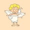 Cute laughing Cupid in trendy groovy style