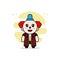 Cute lawyer character wearing clown costume